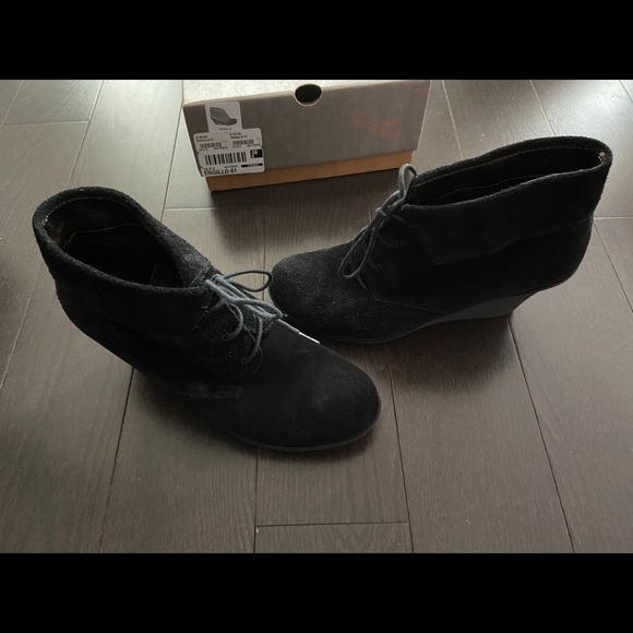 Golden Rose black suede wedge booties size 38 - Picture 3 of 4